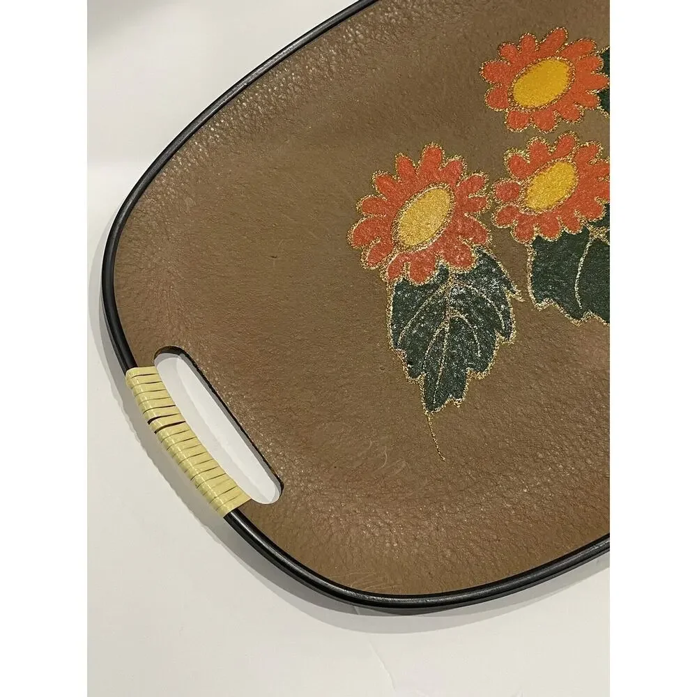Vintage EVERBRIGHT LACQUERWARE Serving Tray Mid Century Modern Japan Flowers